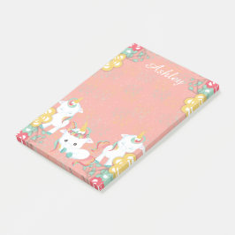 Schattige Eenhoorns en Bloemige Gepersonaliseerde Post-it® Notes