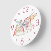 Schattige Eenhoorns en Pastel Boho Regenbogen Ronde Klok (Hoek)