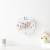 Schattige Eenhoorns en Pastel Boho Regenbogen Ronde Klok (Huis)
