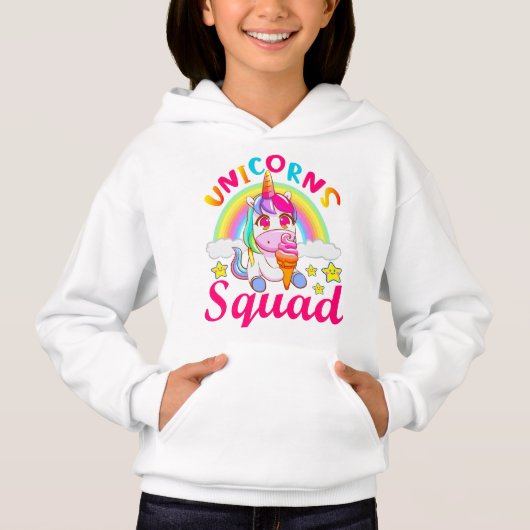 Schattige Eenhoorns Squad Regenboog Ijsje Meisjes (Voorkant)