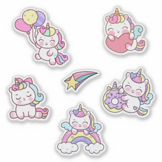 Schattige Eenhoorns Sticker (Voorkant)