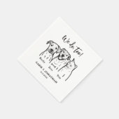 Schattige Eenvoudig 3 Pet Dog Cat bruiloft recepti Servet (Hoek)