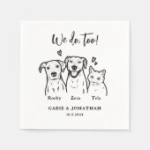 Schattige Eenvoudig 3 Pet Dog Cat bruiloft recepti Servet (Voorkant)