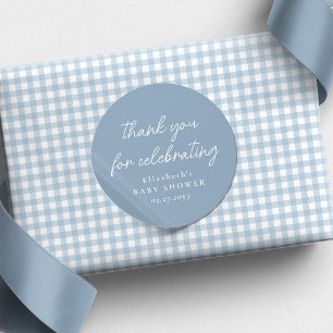 Schattige eenvoudig blauw baby shower dank u ronde sticker