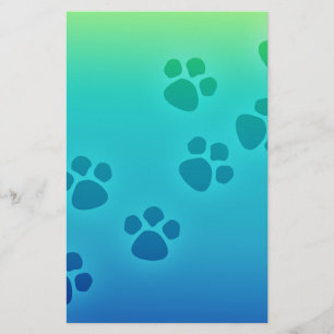Schattige Eenvoudig Blauw Groen Ombre Paw Print Pa Briefpapier