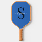 Schattige Eenvoudig Blauw Monogram Initiaal + Naam Pickleball Paddle (Achterkant)