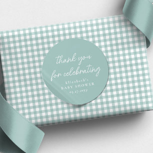 Schattige eenvoudig blauwgroen baby shower Dank u Ronde Sticker