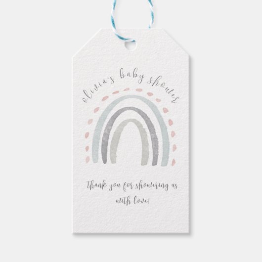 Schattige Eenvoudig Boho Rainbow Meisje Baby showe Cadeaulabel (Voorkant)