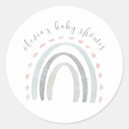 Schattige Eenvoudig Boho Rainbow Meisje Baby showe Ronde Sticker