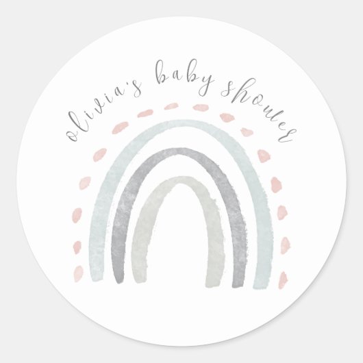 Schattige Eenvoudig Boho Rainbow Meisje Baby showe Ronde Sticker (Voorkant)