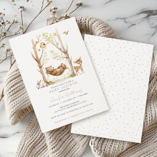 Schattige Eenvoudig Bosbeesten Baby Jongensdouche Kaart