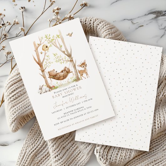 Schattige Eenvoudig Bosbeesten Baby Jongensdouche Kaart