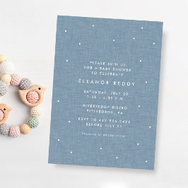 Schattige eenvoudig chambray blauw baby shower kaart