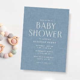 Schattige eenvoudig chambray blauw baby shower kaart