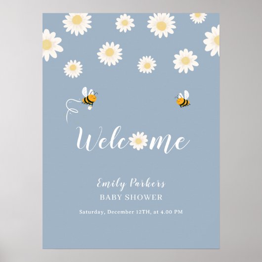 Schattige Eenvoudig Daisy Bloom Baby shower Welkom Poster (Voorkant)