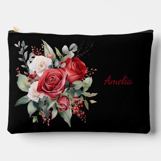 Schattige Eenvoudig Elegant Zwart Met Bloemen Etui (Voorkant)