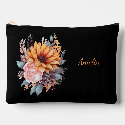 Schattige Eenvoudig Elegant Zwart Met Bloemen Etui (Voorkant)