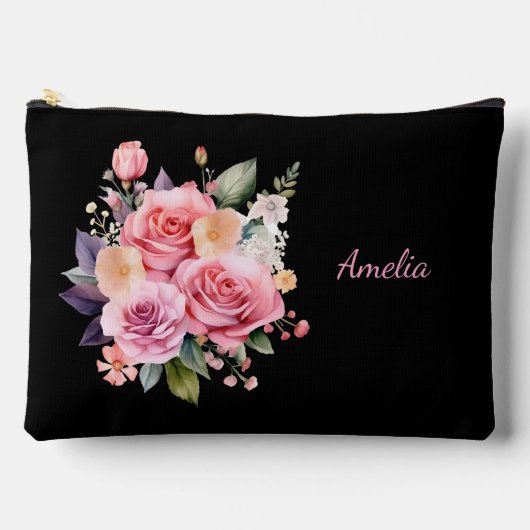 Schattige Eenvoudig Elegant Zwart Met Bloemen Etui (Voorkant)