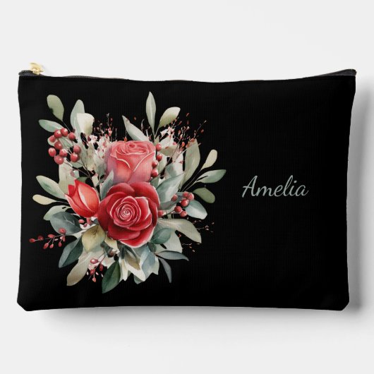 Schattige Eenvoudig Elegant Zwart Met Bloemen Etui (Voorkant)