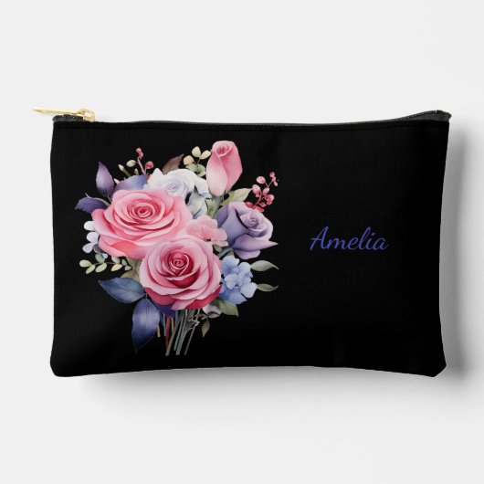 Schattige Eenvoudig Elegant Zwart Met Bloemen Etui (Voorkant)