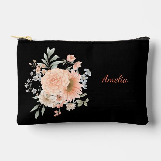 Schattige Eenvoudig Elegant Zwart Met Bloemen Etui (Voorkant)