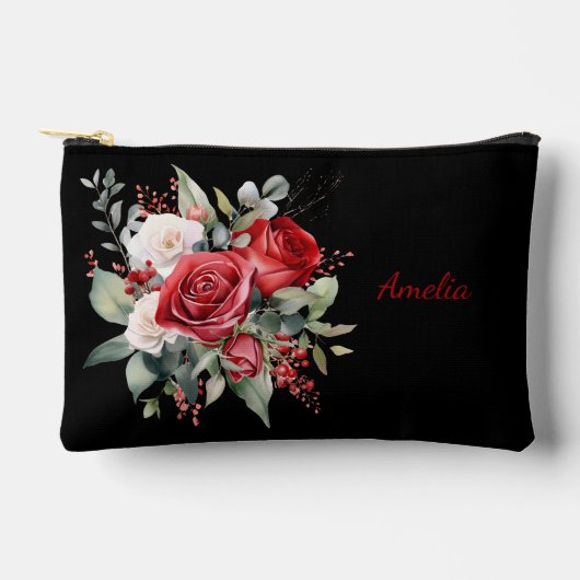 Schattige Eenvoudig Elegant Zwart Met Bloemen Etui (Voorkant)