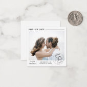 Schattige Eenvoudig en Elegant Bewaar de datumfoto Notitiekaartje (Voorkant / Achterkant in situ)