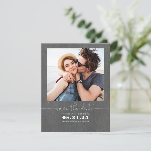 Schattige Eenvoudig en Elegant Bewaar de datumfoto Save The Date (Staand voorkant)