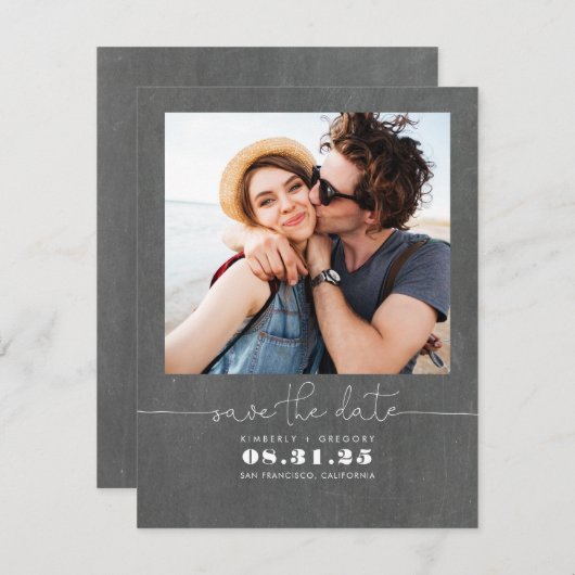 Schattige Eenvoudig en Elegant Bewaar de datumfoto Save The Date (Voorkant / Achterkant)