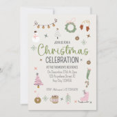 Schattige Eenvoudig Gezellig Winter Roze Groen Ker Kaart (Voorkant)