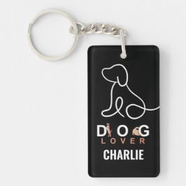 Schattige eenvoudig hondenliefhebber gepersonalise sleutelhanger
