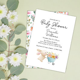 Schattige Eenvoudig Kleine Konijntje Wildbloemen B Kaart