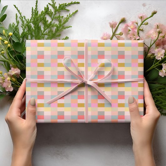 Schattige Eenvoudig Kleurrijk Pastel Geometrisch P Cadeaupapier