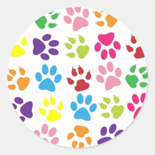 Schattige Eenvoudig Kleurrijk Pet Dog Paw Print Pa Ronde Sticker