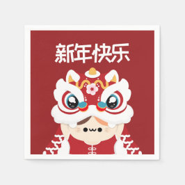 Schattige eenvoudig leuk Chinees Nieuwjaar Servet