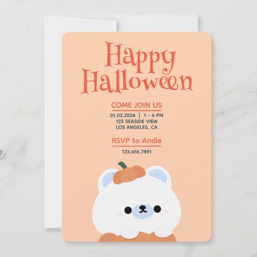 Schattige eenvoudig leuk Halloween feest Kaart (Voorkant)