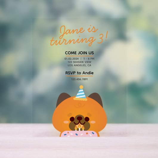 Schattige eenvoudig leuk verjaardagsfeestje acryl bord (Neutraal)