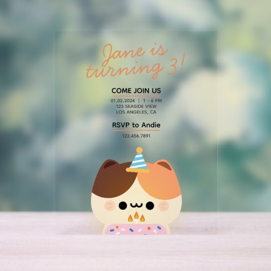 Schattige eenvoudig leuk verjaardagsfeestje acryl bord (Neutraal)