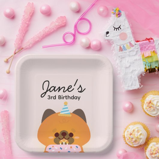 Schattige eenvoudig leuk verjaardagsfeestje papieren bordje (Feest)