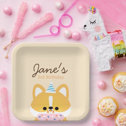 Schattige eenvoudig leuk verjaardagsfeestje papieren bordje (Feest)