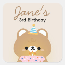 Schattige eenvoudig leuk verjaardagsfeestje vierkante sticker