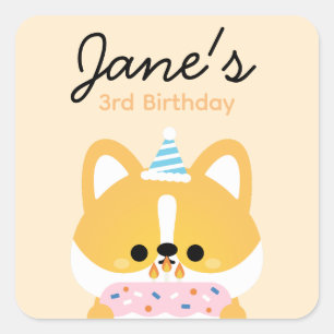 Schattige eenvoudig leuk verjaardagsfeestje vierkante sticker