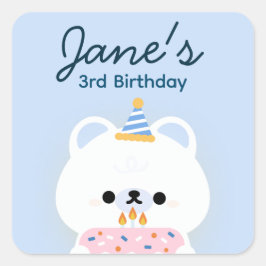 Schattige eenvoudig leuk verjaardagsfeestje vierkante sticker
