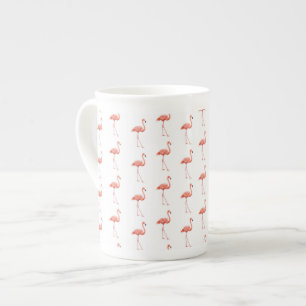 Schattige Eenvoudig Meisje Tropisch Roze Flamingo Porselein Kop