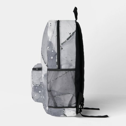 Schattige Eenvoudig minimalistisch Zilver en Zwart Bedrukte Rugzak (Rechts)