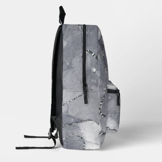 Schattige Eenvoudig minimalistisch Zilver en Zwart Bedrukte Rugzak (Links)