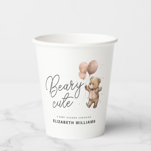 Schattige Eenvoudig Modern Beary Sweet Baby shower Papieren Bekers (Voorkant)