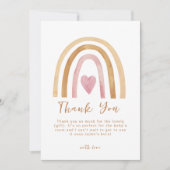 Schattige Eenvoudig Neutraal Boho Regenboog Baby s Bedankkaart (Voorkant)