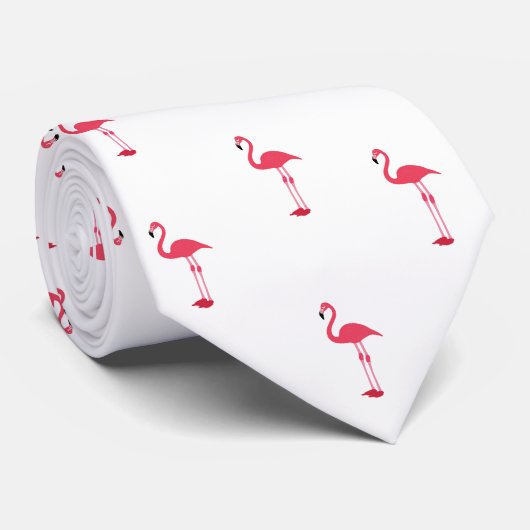Schattige Eenvoudig Roze Flamingo patroon Stropdas (Opgerold)