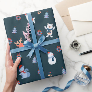 Schattige Eenvoudig scandi winter kerstpatroon Cadeaupapier